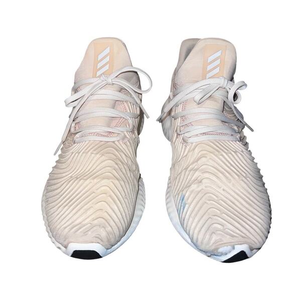 Adidas Alphabounce Instinct men size 10.5 Beige White lace up athletic sneaker - Picture 1 of 13